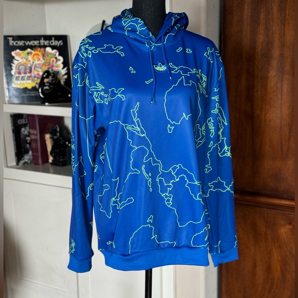Adidas Blue‎ Sweatshirt Hoodie World Print